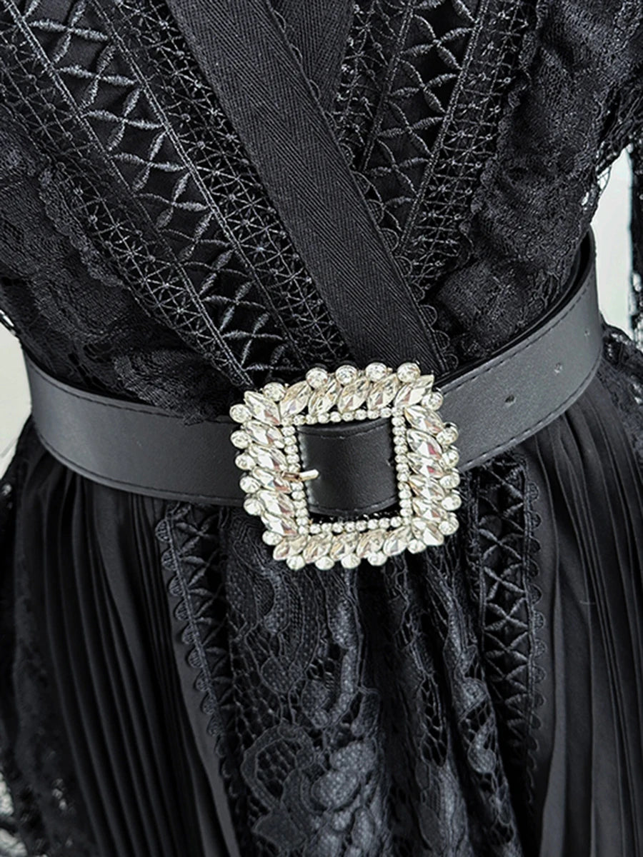 Hollow Out Spliced Lace  Dresses