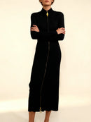 Spliced Zipper Basics Knit Dresses