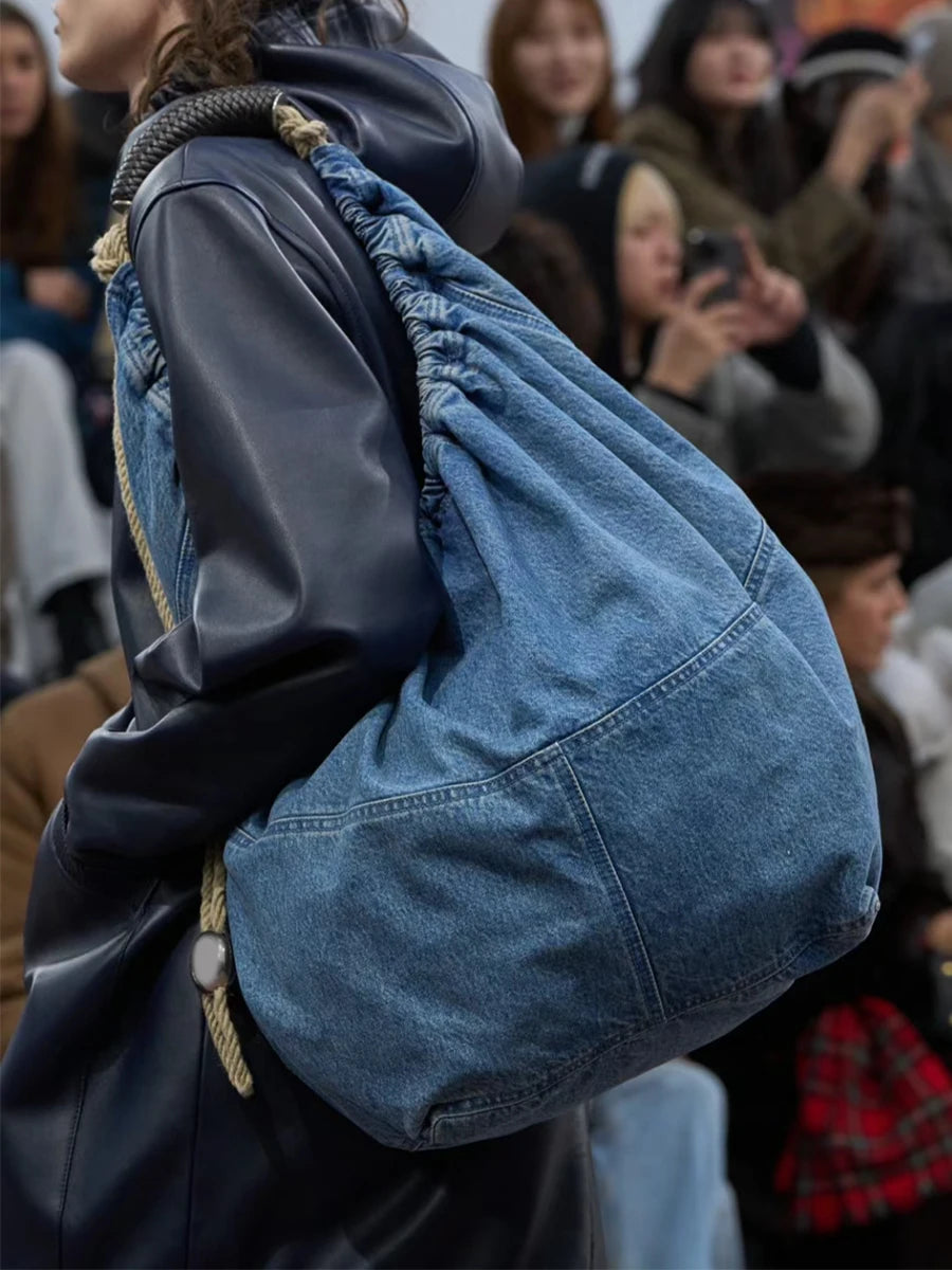 Washed Denim Jeans Casual Tote