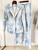 Color Block Two Piece Jean Set