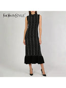 Minimalist Spliced Hot Fix Fashion Dresses
