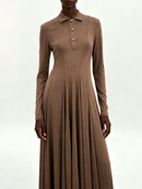 Spliced Buttons Long Dresses
