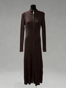 Spliced Zipper Basics Knit Dresses