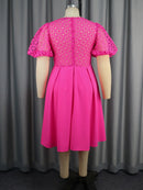 Fuchsia Hollow Out Dress