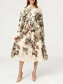 Hit Color Printing Spliced Lace Up Dresses