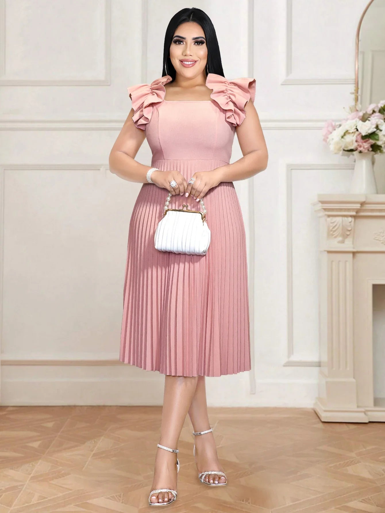 Women Plus Size Pleated Dress