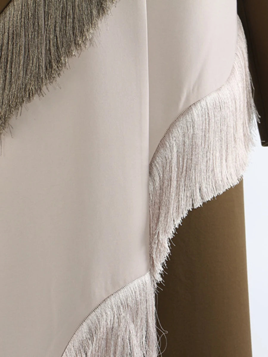 Hit Color Loose Tassels Coats