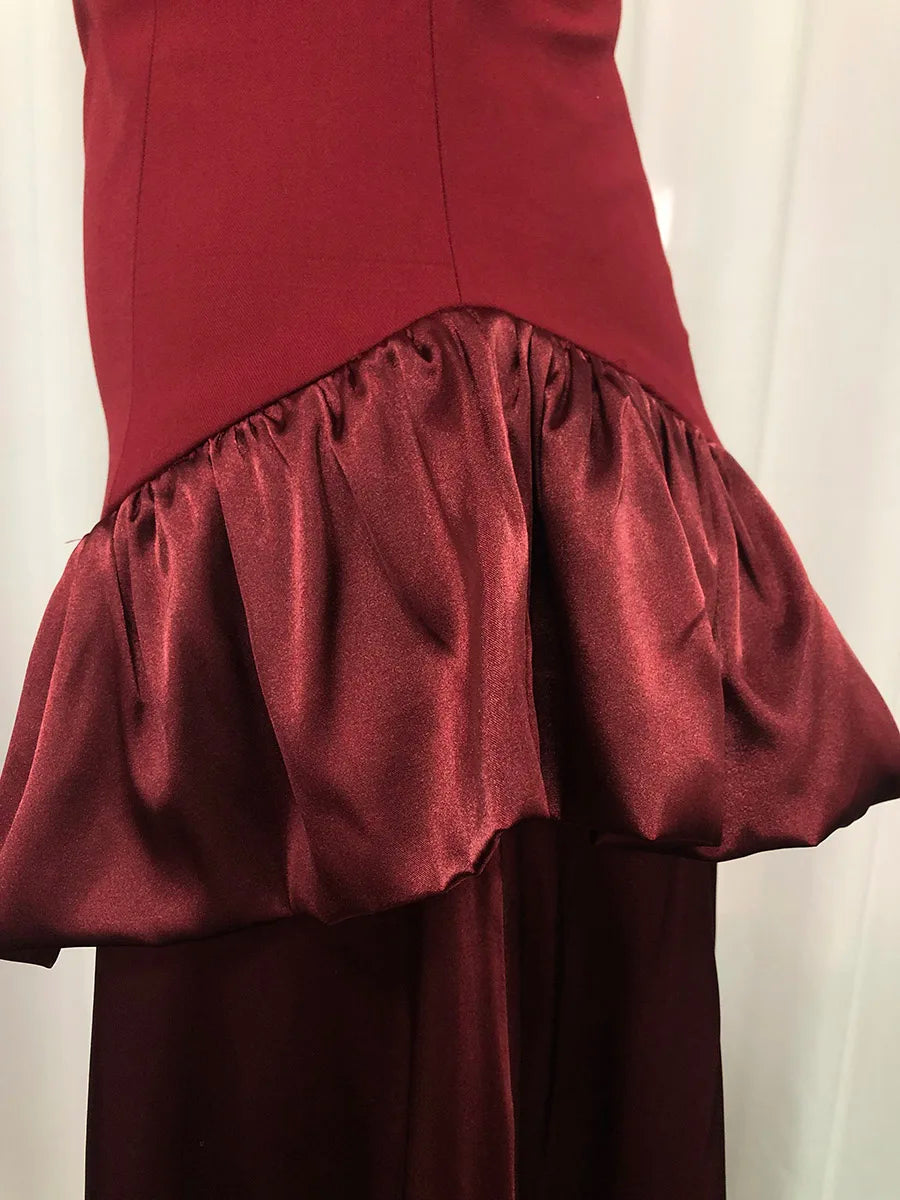 Spliced Ruffles Folds Long Dress