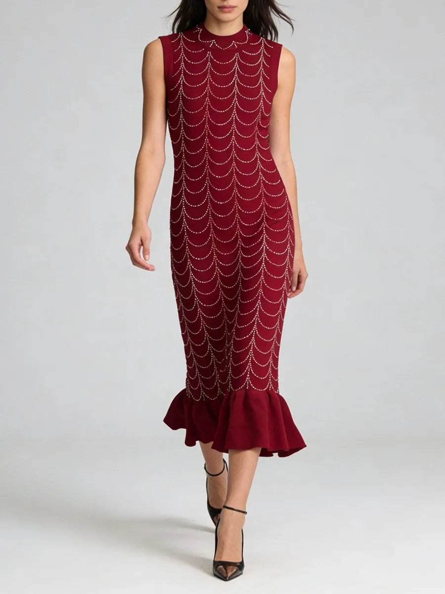 Minimalist Spliced Hot Fix Fashion Dresses