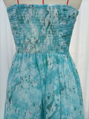 Blue Loose Spliced Flowers Dresses