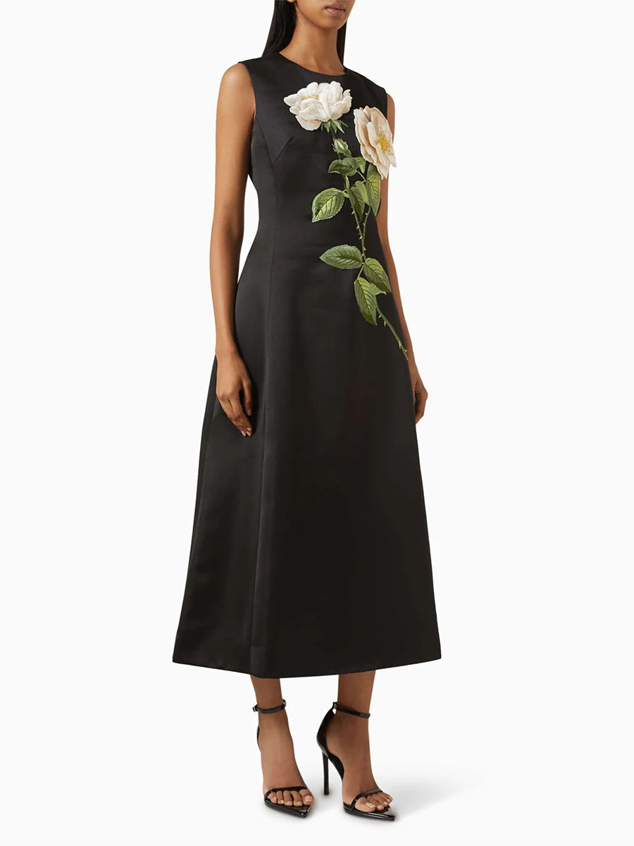 Spliced 3D Flower Dress