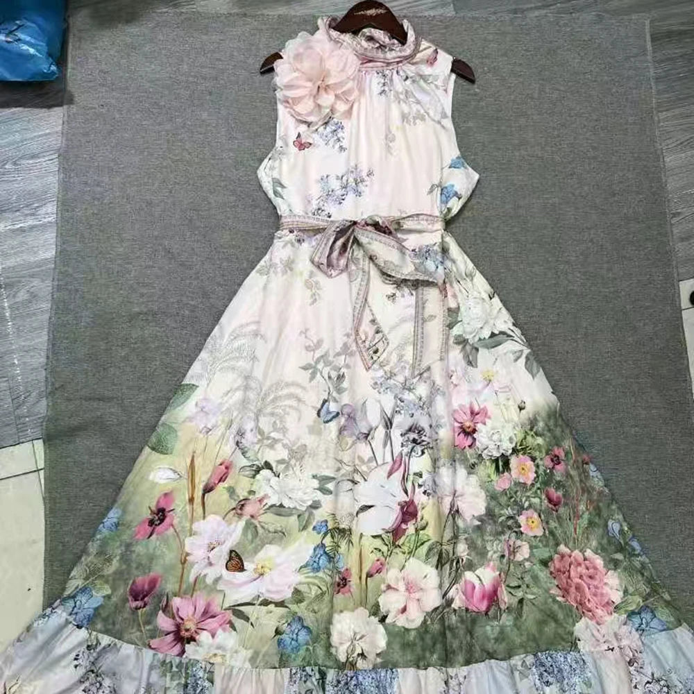 3D Flower Lace Up Dress