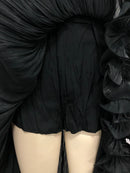 Black Spliced Fungus Folds Irregular Long Dress