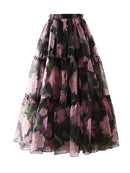 Color block Printing A Line Skirts