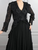 Sheer Spliced Appliqués Dresses