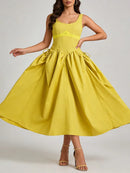 Solid Slimming Spliced Dress