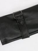 Extra Long Waterproof Black Leather Coat