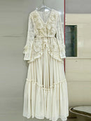 Sheer Spliced Appliqués Dresses