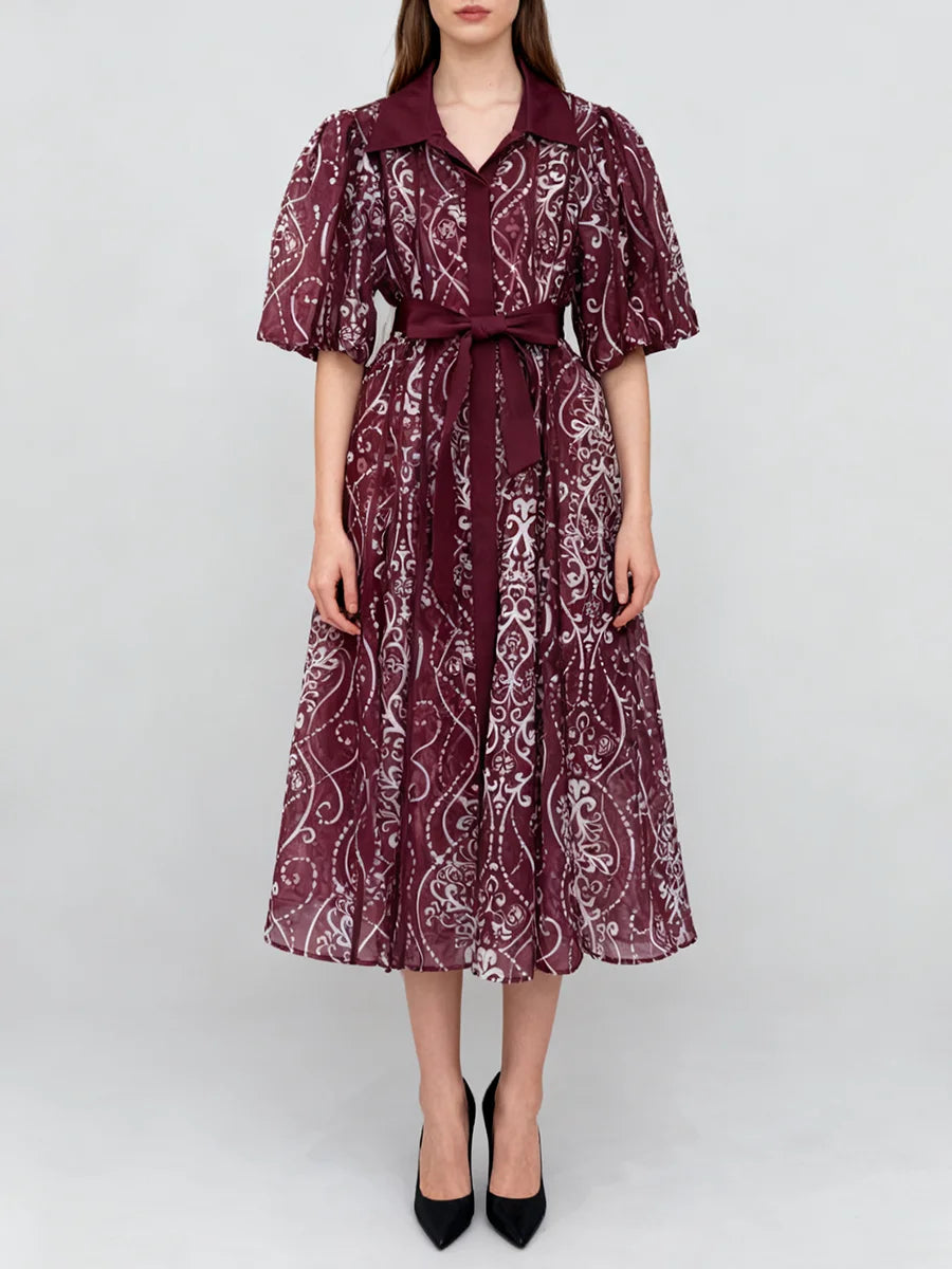 Loose Spliced Lace Up Dresses