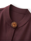 Solid Spliced 3D Buttons Dresses