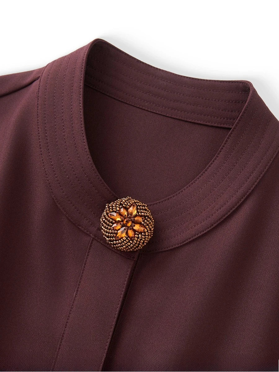 Solid Spliced 3D Buttons Dresses