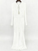 Hollow Out Spliced Bead Minimalist Jumpsuit