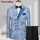 Men Suits 3 Piece Houndstooth Suit