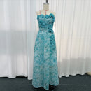 Blue Loose Spliced Flowers Dresses
