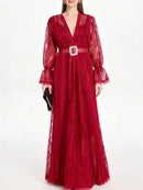 Hollow Out Spliced Lace  Dresses