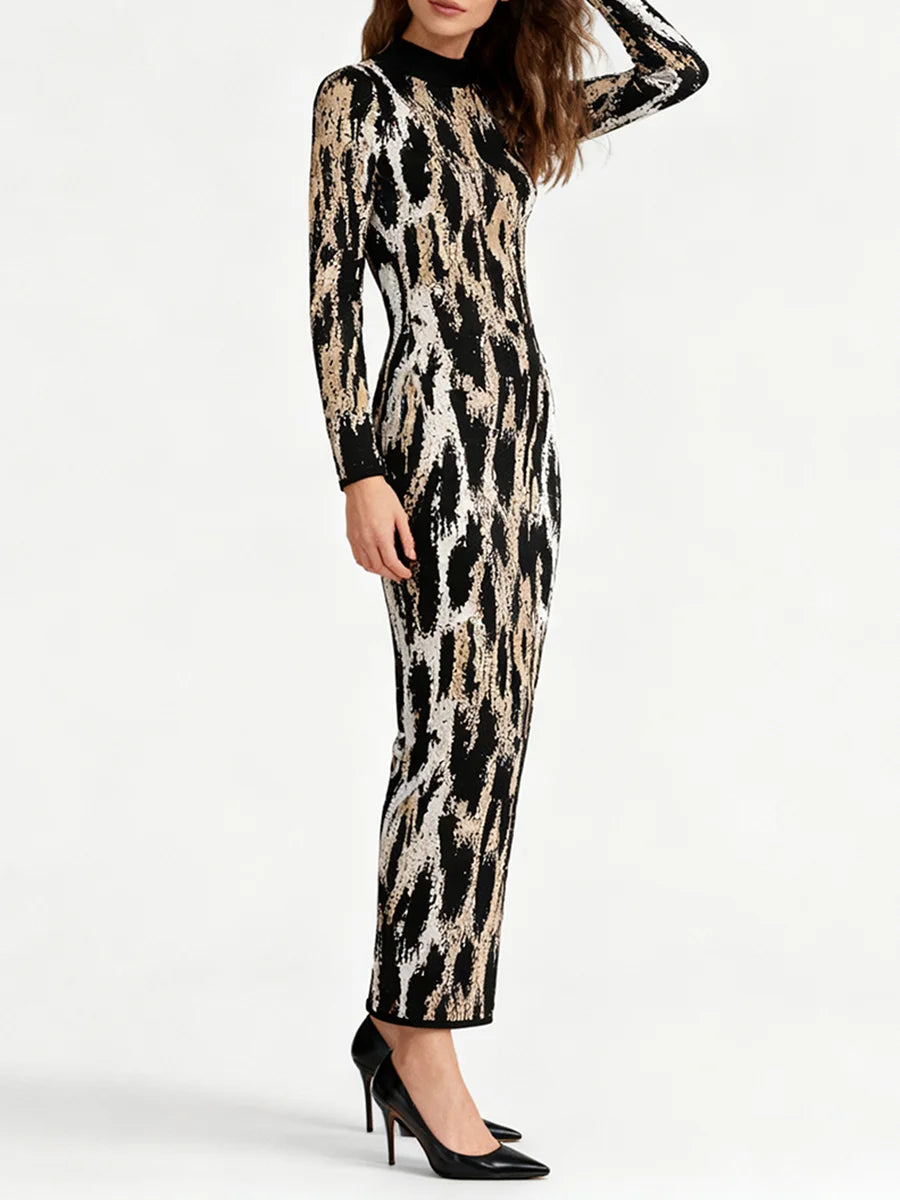 Leopard Zipper Fashion Dresses