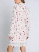 Printing Spliced Lace Slimming Dress