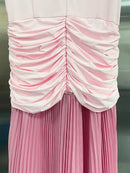 Plus Size Hit Color Spliced Folds Dress