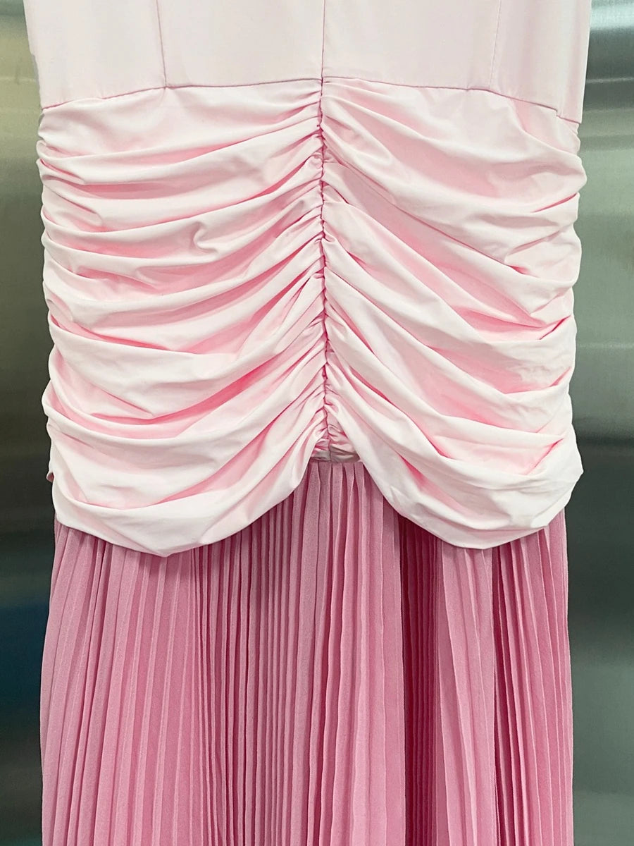 Plus Size Hit Color Spliced Folds Dress