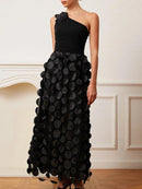 One Shoulder Appliqués Dress