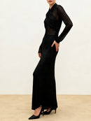 Sheer Spliced Hot Fix Dresses