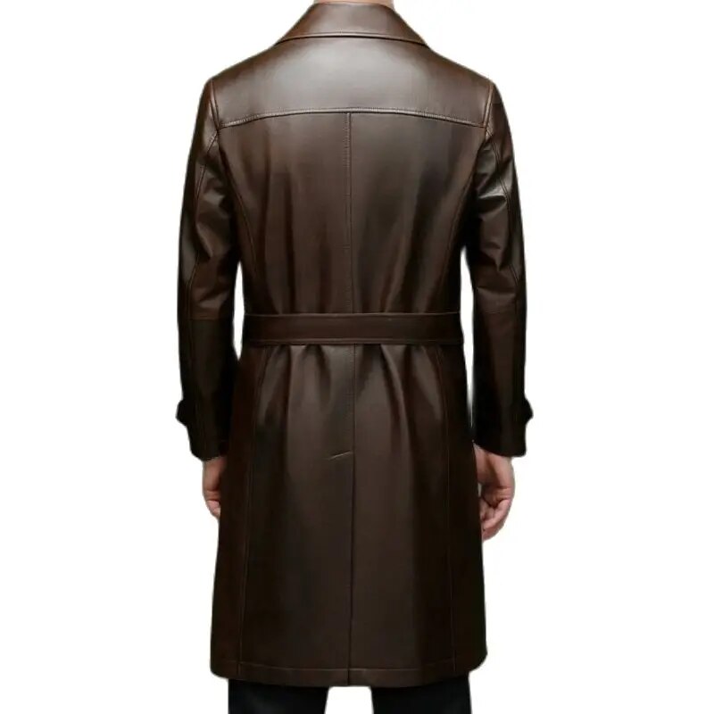 Men’s Long Trench Leather Jacket