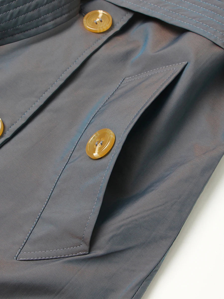 Color Spliced Buttons Temperament Trench Coat