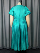 Plus Size Shiny Pleated Dress