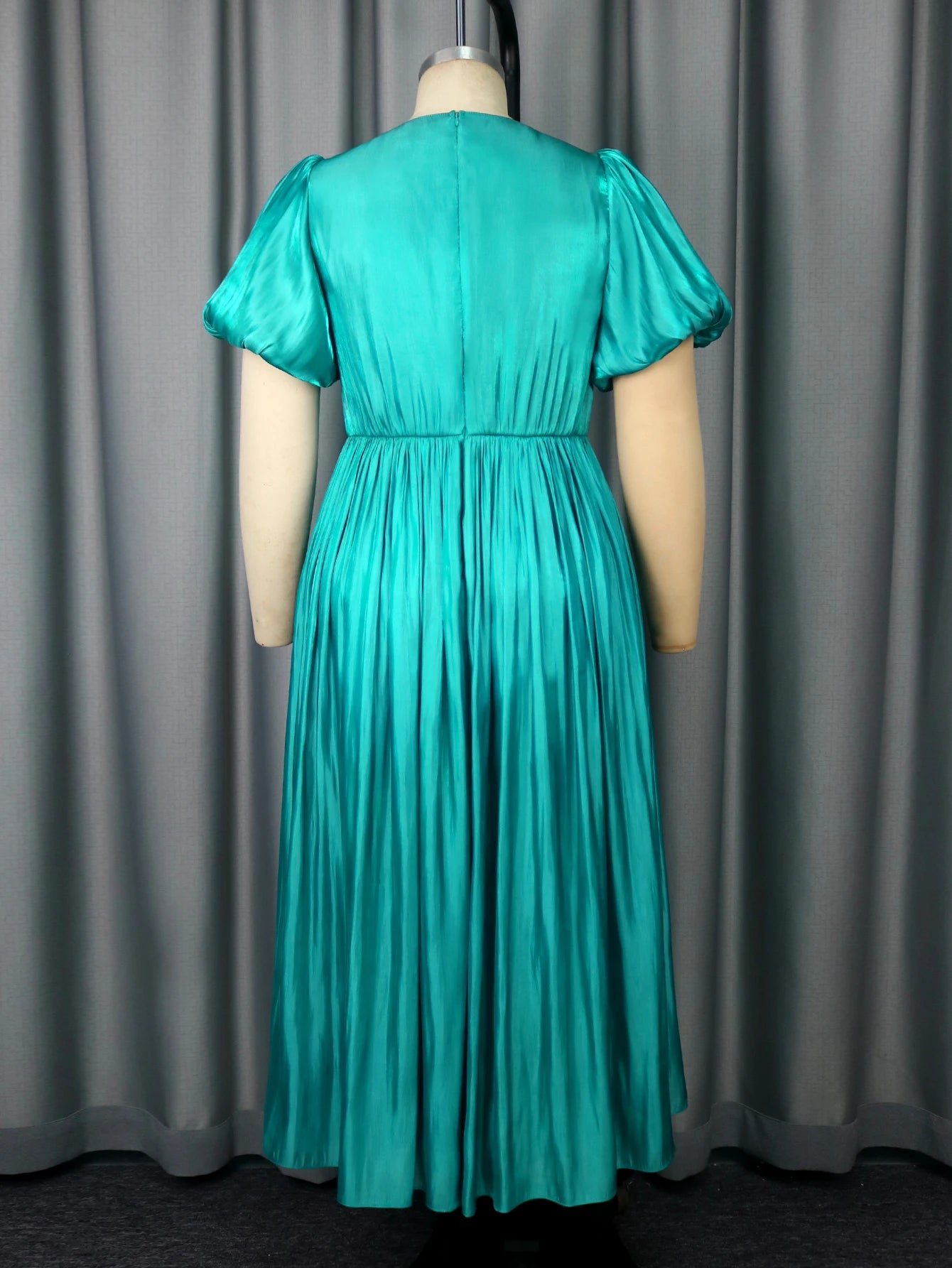 Plus Size Shiny Pleated Dress