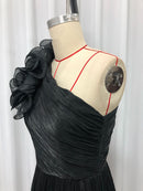 Black Spliced Fungus Folds Irregular Long Dress