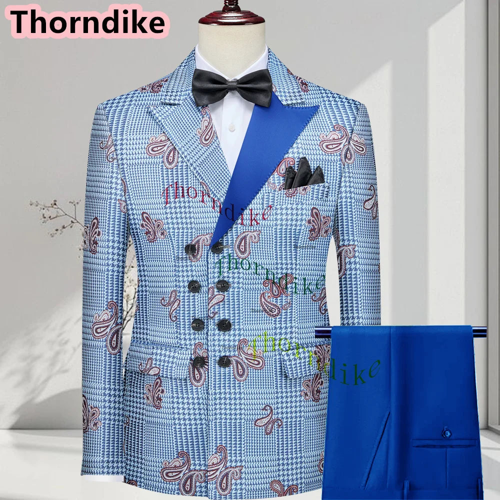 Men Suits 3 Piece Houndstooth Suit