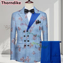 Men Suits 3 Piece Houndstooth Suit