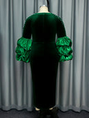 Plus Size Green Velvet Dress