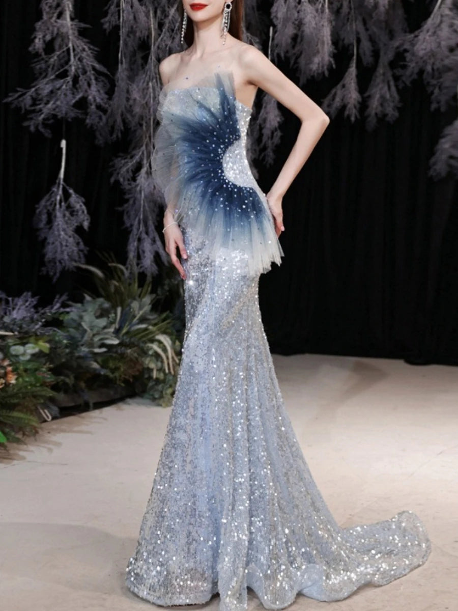 Gradient Spliced Sequins Dresses