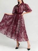 Loose Spliced Lace Up Dresses