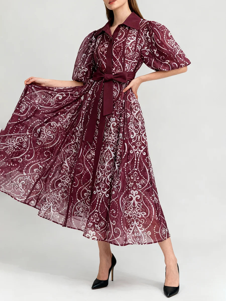 Loose Spliced Lace Up Dresses