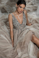 Sequins Beaded Layered Evening Dresses
