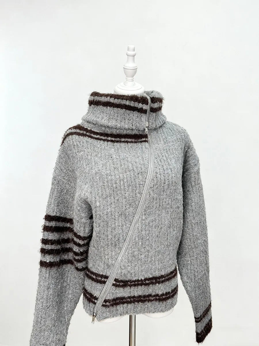 Striped Zipper Sweaters