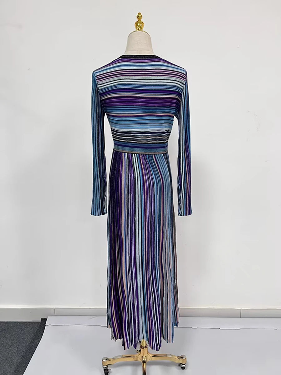 Color Striped Casual Long Dresses