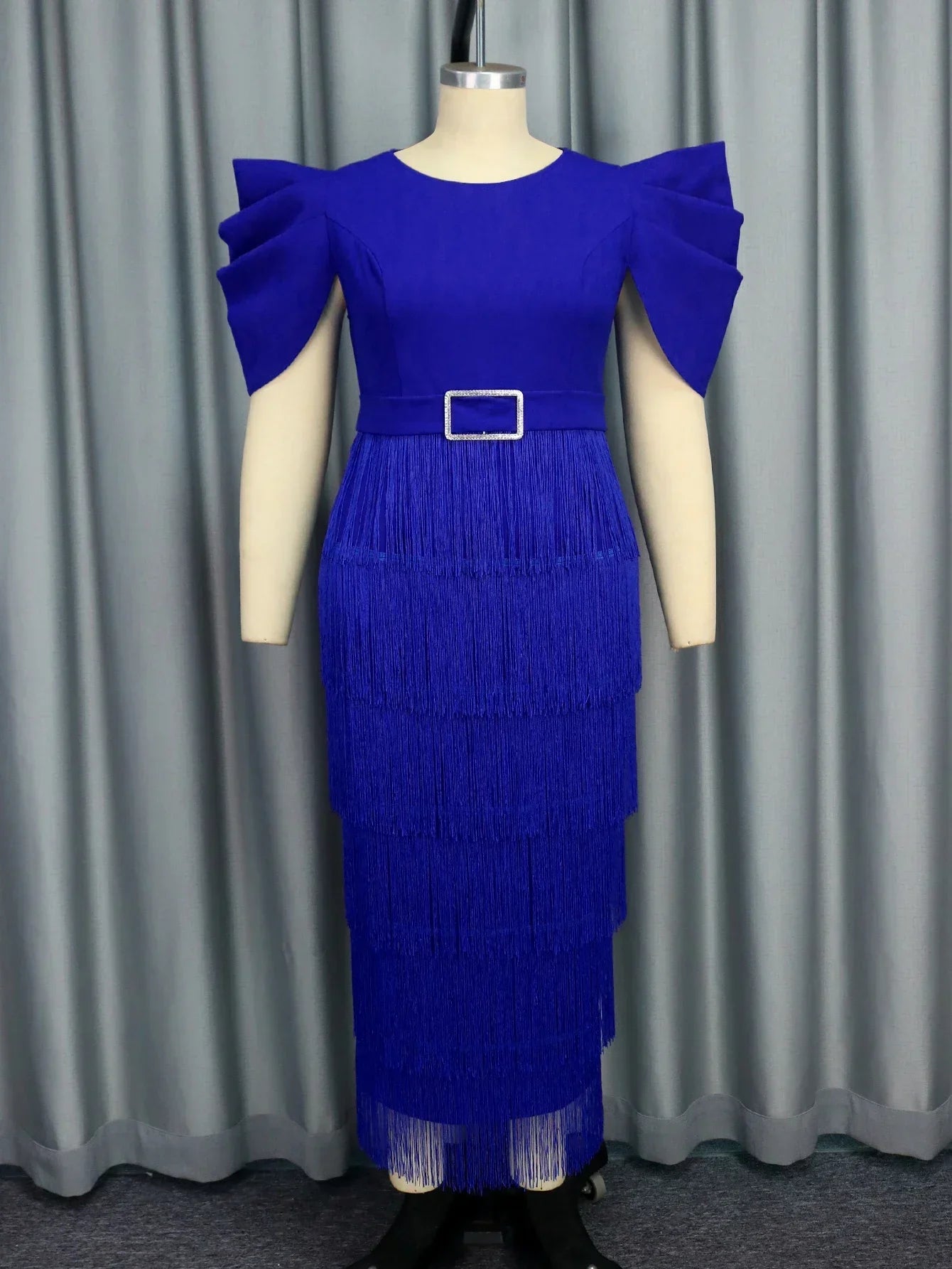 Plus Size Blue Tassel Dress